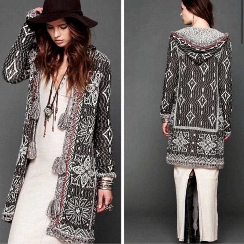 Free people Kai Pom Pom hooded cardigan